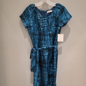 Calvin Klein Teal and Black Midi Dress